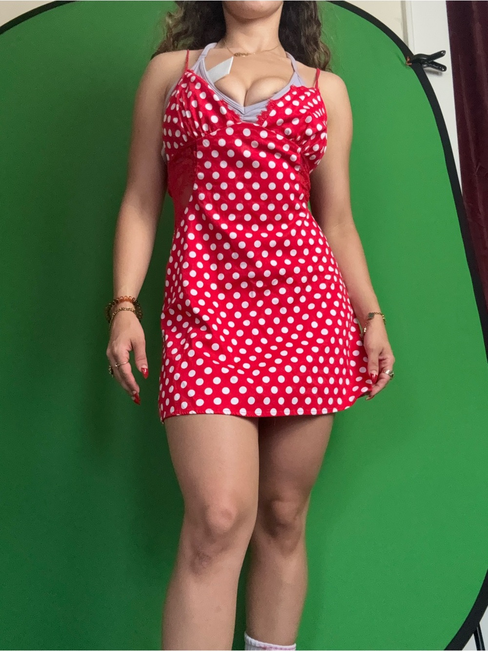 Red Polka Dot Sleeveless Mini Dress